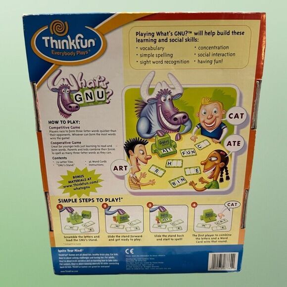 ThinkFun What's Gnu 3-Letter Learning Game for Kids COMPLETE - Picture 6 of 6